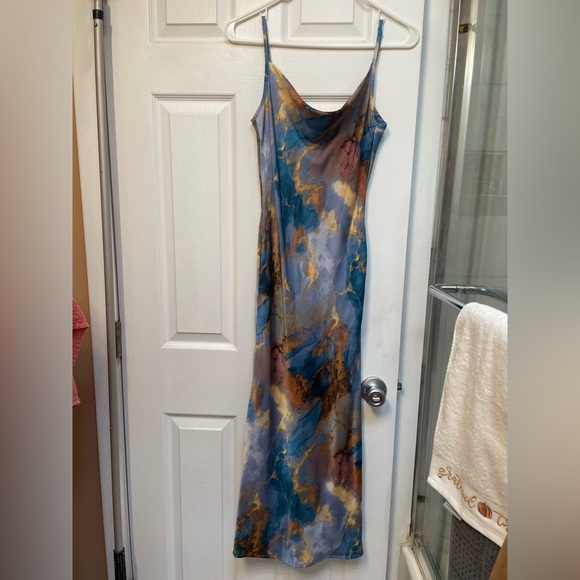 Backless Midi Slip Dress with Cowl Neck - Picture 3 of 5